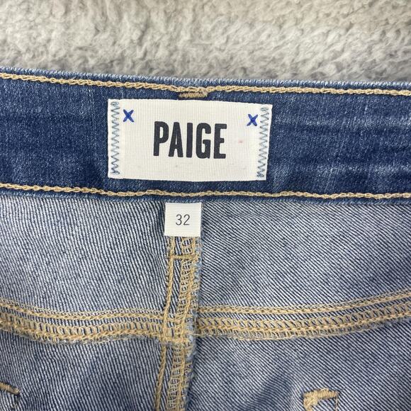 Paige Verdugo Ankle Jeans Womens 32 Blue Distressed Stretch Skinny Denim Pants - Picture 6 of 13